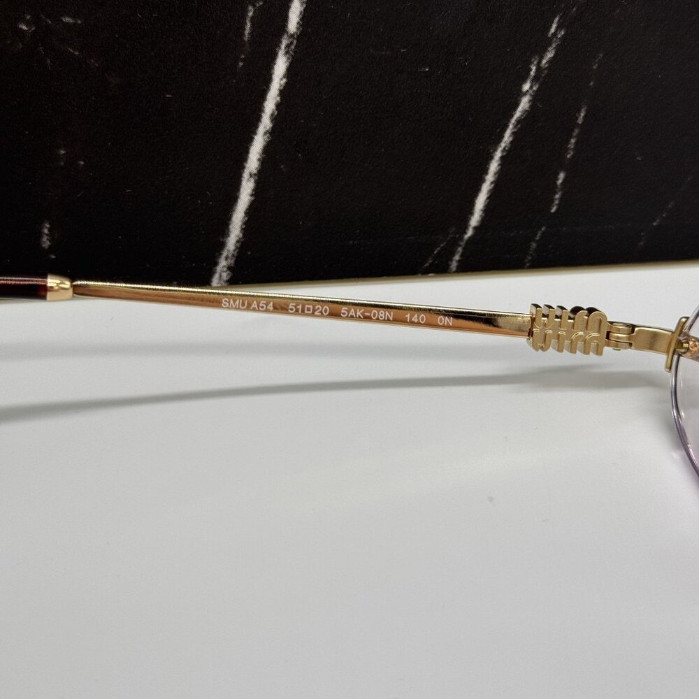 NEW MIU MIU MUA54S 5AK08N OVAL SUNGLASSES GOLD/CLEAR WOMEN MU A54S, SMU A54 - Picture 10 of 12